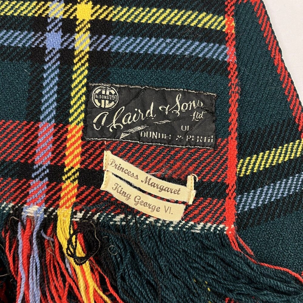 Vintage A. Laird & Sons Scottish Wool Plaid Blanket Dundee & Perth 40s 50s